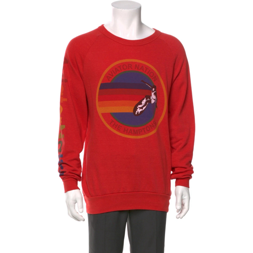 Aviator Nation Red Graphic Crewneck Sweatshirt